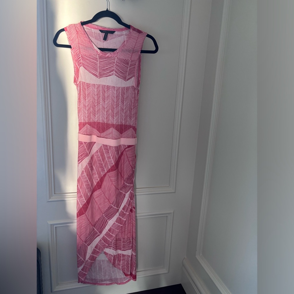 BCBGMaxAzria Pink Ribbed Sheath Maxi Dress